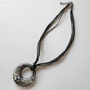 Venetian Black Glass Pendant Necklace